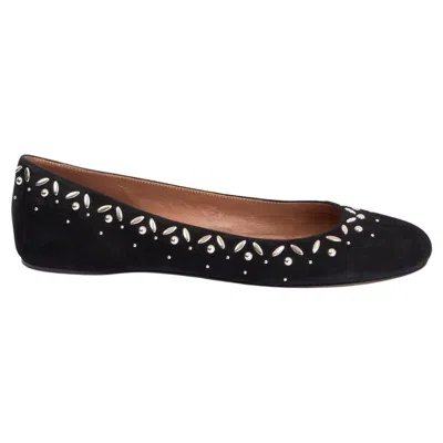 Pre-owned Alaïa Alaia Black Suede Studded Ballet Flats Shoes 38