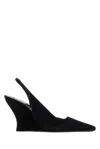 Alaïa Wave Mules Suede Wedge Heel Pointed Toe In Black