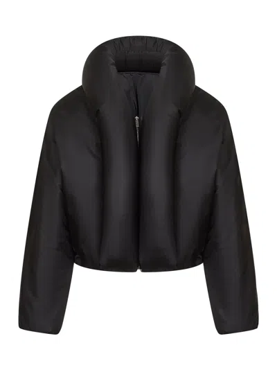 Alaïa Black Taffeta Padded Bomber Jacket