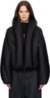 Alaïa Black Taffeta Padded Bomber Jacket In Black