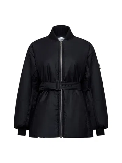 ALAÏA BLACK TECHNICAL TWILL BELTED BOMBER JACKET