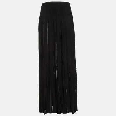 Pre-owned Alaïa Black Textured Knit Maxi Skirt L