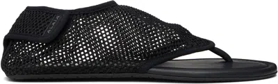 ALAÏA BLACK THONG FISHNET SANDALS