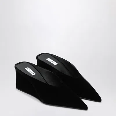 Alaïa Black Velvet Cube-heeled Mule