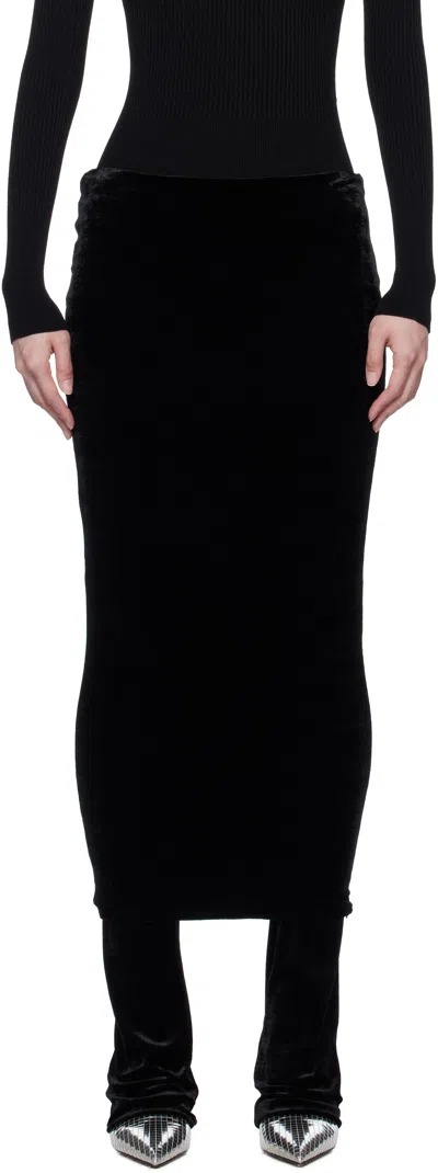 Alaïa Black Velvet Maxi Skirt In 995 - Noir Alaia