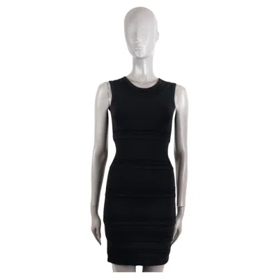 Pre-owned Alaïa Alaia Black Viscose Blend Stripe Embellished Knit Dress 36 Xs