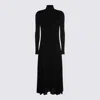 Alaïa Heart Cutout Turtleneck Long-sleeve Maxi Dress In Black