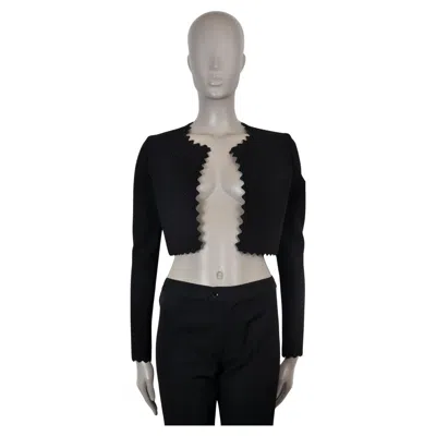 Pre-owned Alaïa Alaia Black Viscose Glitter Cloque Cropped Bolero Jacket 40 M