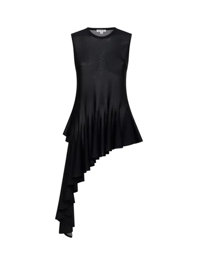 Alaïa Black Viscose Knit Asymmetric Godet Top