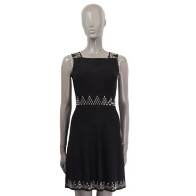 Pre-owned Alaïa Alaia Black Viscose Studded Sleeveless Flared Dress 38 S