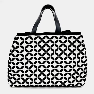 Pre-owned Alaïa Black White Fabric Knit Tote Bag