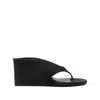 Alaïa Womens Black Thong-strap 75 Wedge-heel Leather Mules In Black