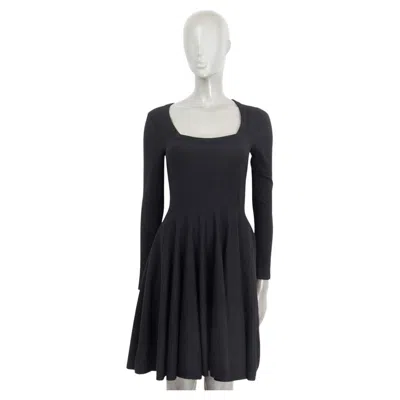 Pre-owned Alaïa Alaia Black Wool Blend Scoop Neck Sleeveless Flared Dress S