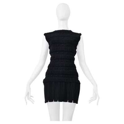 Pre-owned Alaïa Alaia Black Wool Fancy Knit Armor Mini Dress