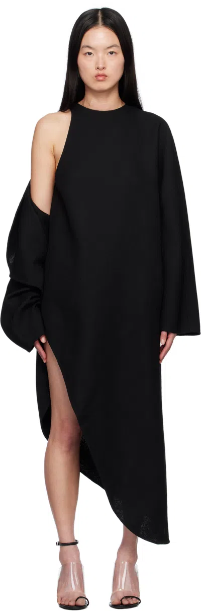 ALAÏA BLACK WOOL GAZAR WRAP COAT