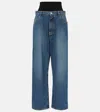 Alaïa High-rise Jersey-trimmed Straight Jeans In Bleu Vintage