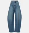 Alaïa High-waisted Denim Trousers Faded Wash In Bleu Vintage