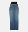 Alaïa Blue Knitted Waistband Denim Maxi Skirt In Bleu Vintage