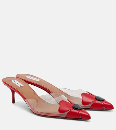 Alaïa Leather-pvc Bloom Mules 55 In Red