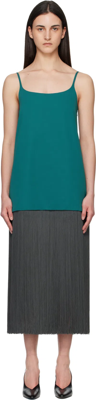 Alaïa Blue & Gray Fringed Slip Minidress
