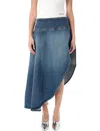 Alaïa Women Blue Denim Asymmetric Midi Skirt In Multi