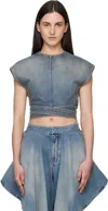 Alaïa Alaia Faded Blue Cotton Belted Top