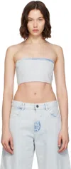 Alaïa Blue Bustier Denim Top In Blue