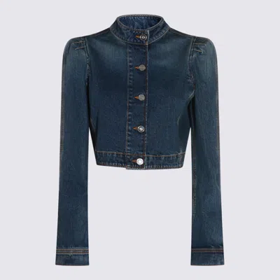 Alaïa Alaia Blue Washed Denim High-neck Jacket Women