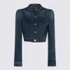 Alaïa Alaia Blue Washed Denim High-neck Jacket Women In Blue