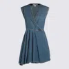 Alaïa Sleeveless Denim-texture Mini Dress In Blue