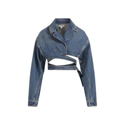 ALAÏA BLUE CROSSOVER JACKET FOR WOMEN | SS24 COLLECTION