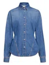 Alaïa Alaia Rounded Blue Denim Shirt Women In Blue