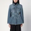 Alaïa Womens Bleu Vintage Peplum-hem Belted Denim Jacket In Blue