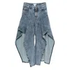 Alaïa Ruffle Denim Jeans In Blue