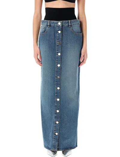 Alaïa Blue Denim Cotton Column Skirt
