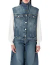 Alaïa Womens Alaia High-neck Faded-wash Regular-fit Denim-blend Vest In Blue