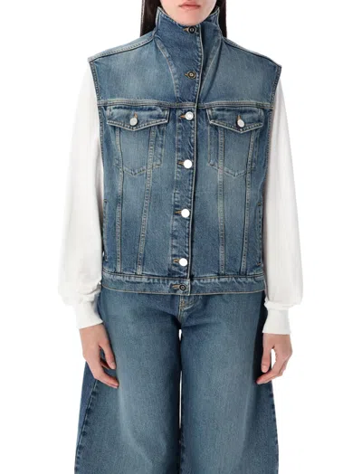 ALAÏA BLUE DENIM COTTON VEST