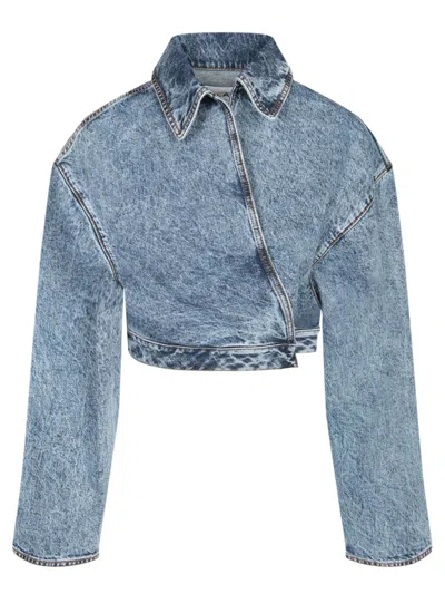 Alaïa Blue Denim Spiral Cropped Jacket