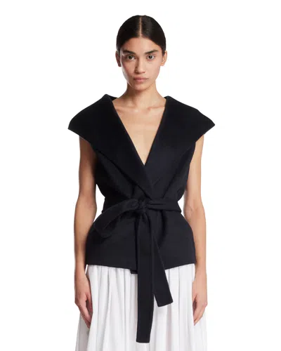 Alaïa Blue Double-faced Cashmere Hooded Jacket In Black