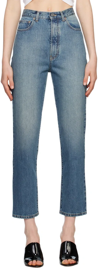 Alaïa Blue Faded Jeans In 525 - Bleu Vintage