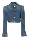 Alaïa Alaia Blue Washed Denim High-neck Jacket Women In Blue