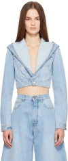 Alaïa Alaia Women Hooded Denim Jacket In 508 - Bleu Clair