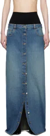Alaïa Blue Knitted Waistband Denim Maxi Skirt In 525 - Bleu Vintage