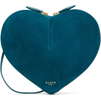 Alaïa Blue 'le Cœur Bi-material' Bag In U13 Bleu De Chine