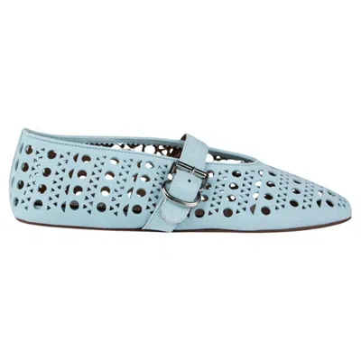 Pre-owned Alaïa Alaia Blue Leather Ballet Flats It37