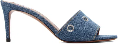 Alaïa Azzedine Alaia Womens Blue Oeilletes Eyelet-embellished Kitten-heel Denim Sandals In Blue Jeans