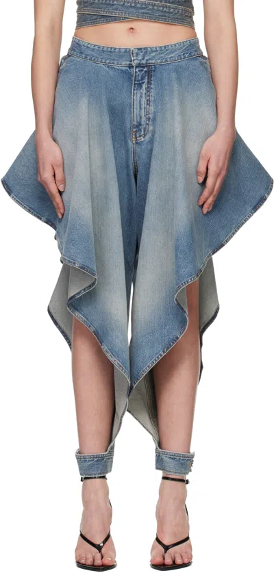 Alaïa Blue Panelled Faded Jeans