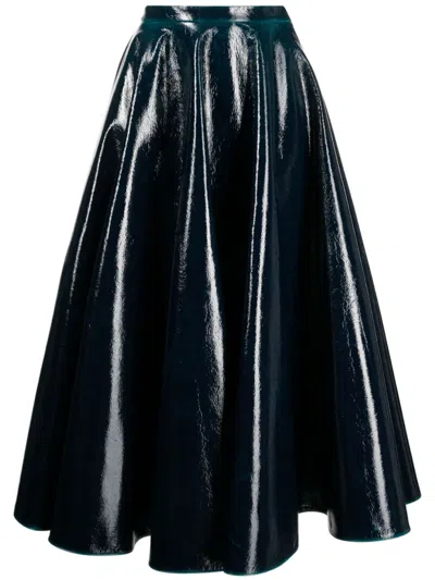Alaïa Blue Petroleum Midi Skirt With Glitter Detail For Women – Fw23 Collection