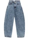 Alaïa Circle Denim High Waist Trousers In Blue