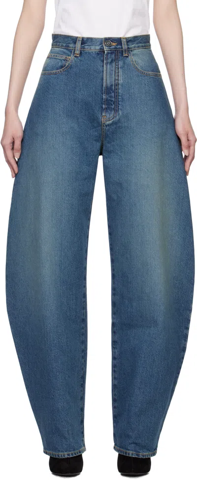 Alaïa Blue Round Jeans In 525 - Bleu Vintage